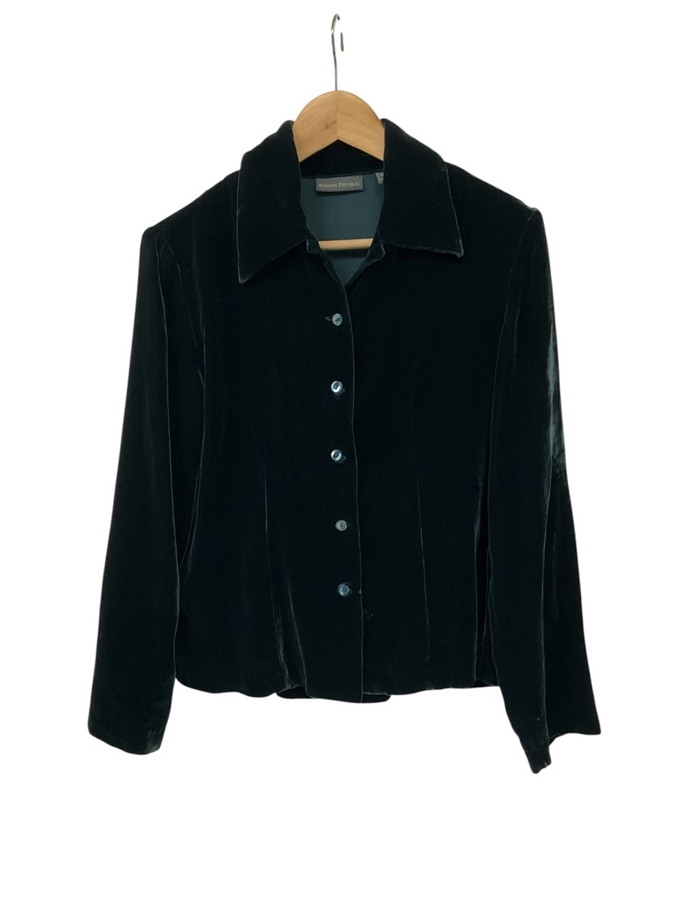 Vintage Y2K Banana Republic Green Velvet Button Up Shirt S